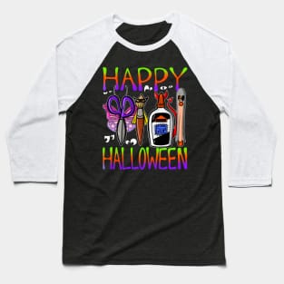 Happy Halloween Art Supplies with Costumes 2 Baseball T-Shirt